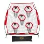 VEVOR 1828.8x1828.8mm Football Trainer Throwing Net, Training Throwing Target Practice Net with 5 Target Pockets, Knotless Net Includes Straps and Portable Carry Case, Improve QB Throwing Accuracy,Red