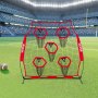 VEVOR 1828.8x1828.8mm Football Trainer Throwing Net, Training Throwing Target Practice Net with 5 Target Pockets, Knotless Net Includes Straps and Portable Carry Case, Improve QB Throwing Accuracy,Red