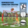 VEVOR 7 x 7 láb futballedző dobóháló, edzõ célba dobó gyakorlóháló 5 célzsebességgel, csomó nélküli háló íjkerettel és hordozható hordtáskával, javítja a QB dobási pontosságot, piros