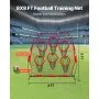 VEVOR 2438.4x2438.4mm Football Trainer Throwing Net, Training Throwing Target Practice Net with 6 Target Pockets, Knotless Net Includes Straps and Portable Carry Case, Improve QB Throwing Accuracy,Red