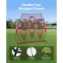 VEVOR 2438.4x2438.4mm Football Trainer Throwing Net, Training Throwing Target Practice Net with 6 Target Pockets, Knotless Net Includes Straps and Portable Carry Case, Improve QB Throwing Accuracy,Red