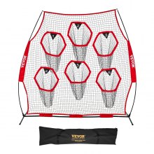 VEVOR 8 x 8 ft Football Trainer Throwing Net, Training Throwing Target Practice Net with 6 Target Pockets, Knotless Net Includes Straps and Portable Carry Case, Improve QB Throwing Accuracy, Red