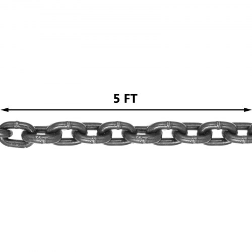 Lifting Chain Sling - 2/5" x 5' Double Leg with Steel Hook - Grade 80