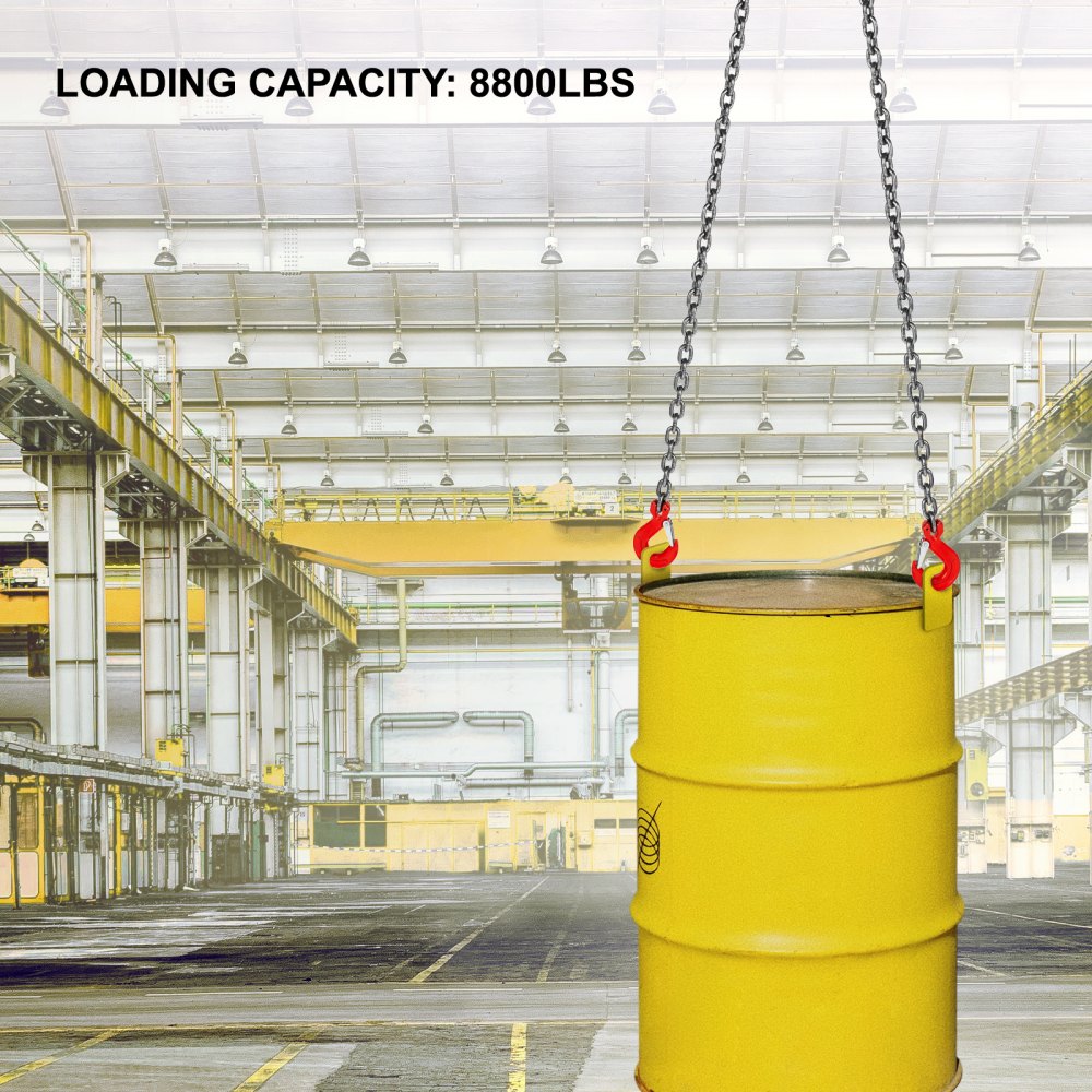VEVOR Chain Sling, 3/8 inch x 5 ft Lifting Chains with Hooks, G80 Engine Chain Hoist Lifts, 11000 lbs/5 Ton Capacity Lifting Sling Chains for Engine Hoist, Engine Lift Chain with 2 Leg Grab Hooks