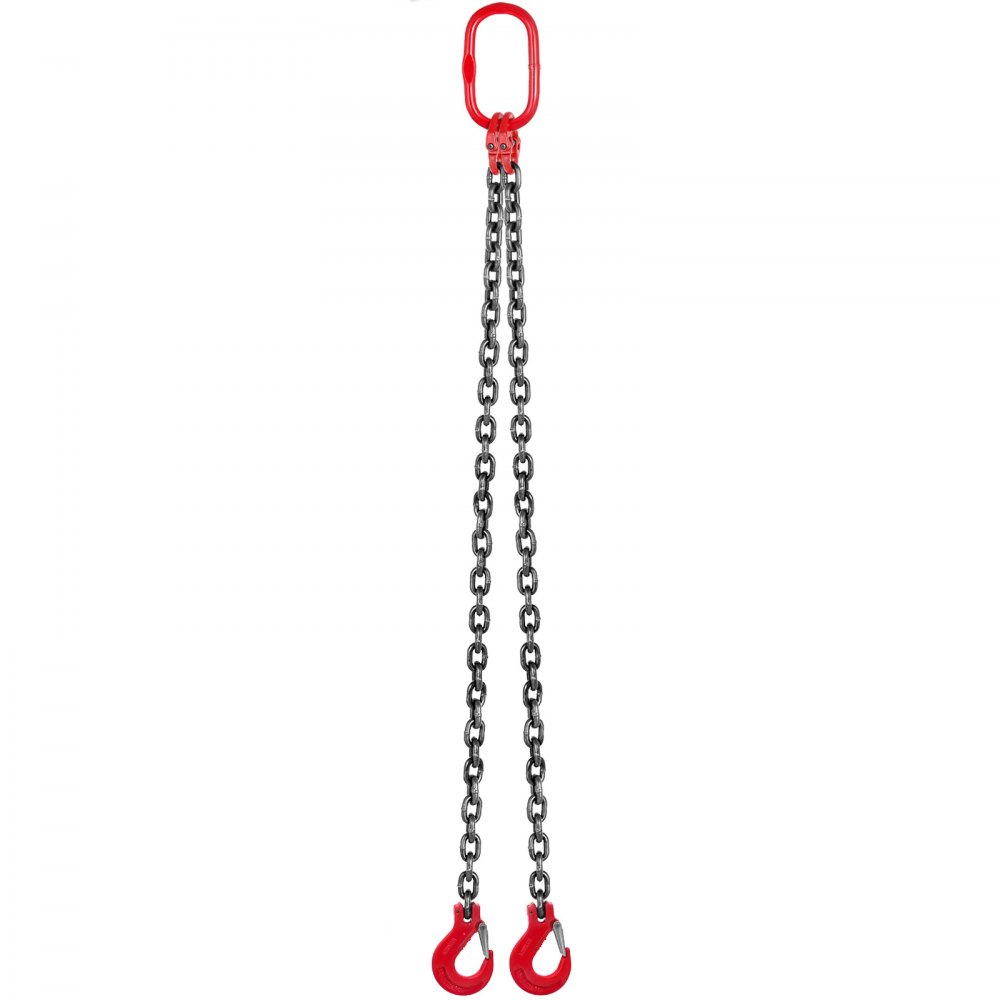 VEVOR 6FT Chain Sling 5/16 in x 6 ft Double Leg with Grab Hooks Sling Chain 3T Capacity Double Leg Chain Sling Grade80 (0.31In x 6Ft Double Leg Sling)
