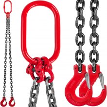 VEVOR 6FT Chain Sling 5/16In x 6Ft Double Leg with Grab Hooks Sling Chain 3T Capacity Double Leg Chain Sling Grade80 (0.31In x 6Ft Double Leg Sling)