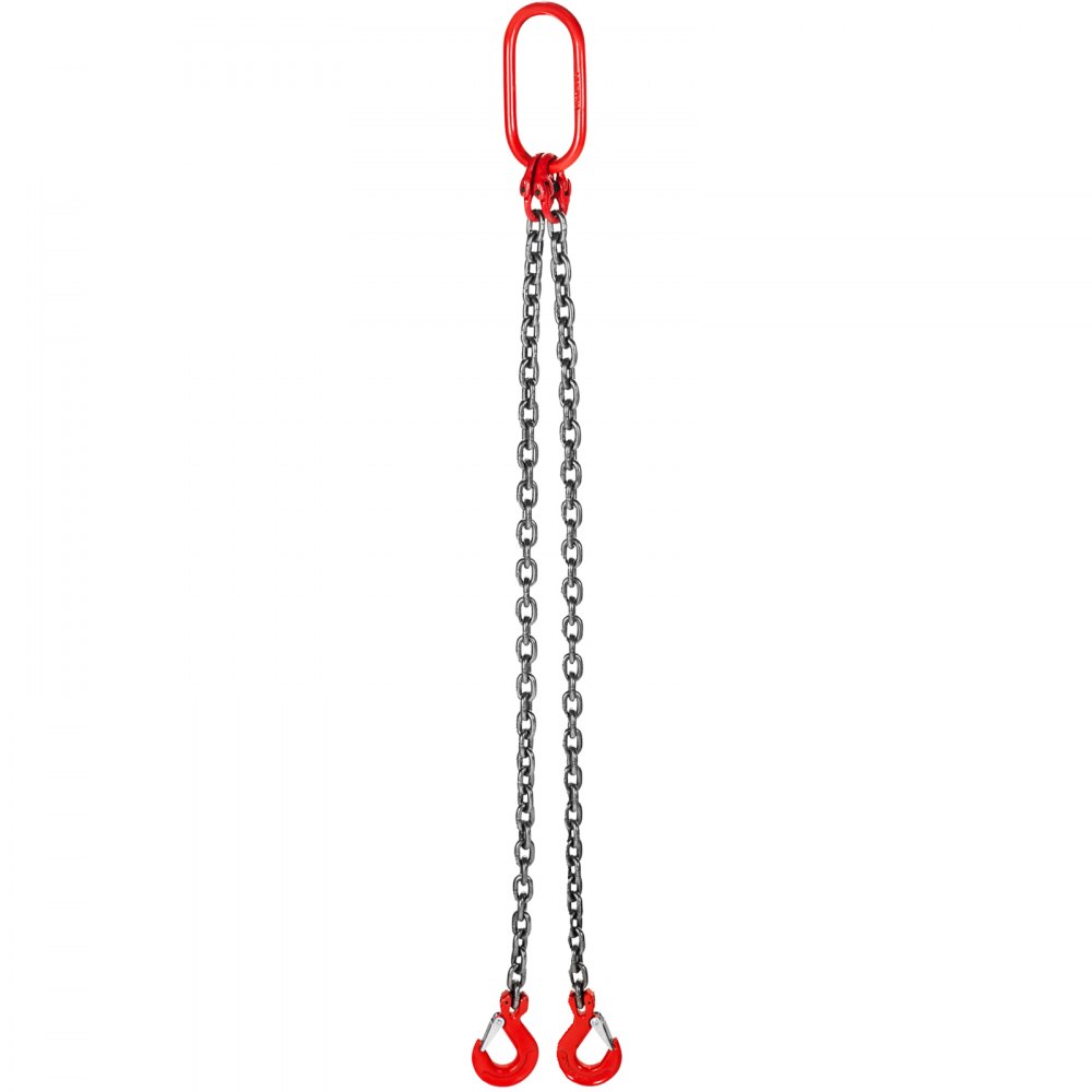 VEVOR Grade 80- Chain Sling -2M*8mm Double Leg with Steel Hook(WLL2600kg)