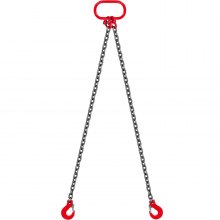 VEVOR Grade 80- Chain Sling -2M*8mm Double Leg with Steel Hook(WLL2600kg)