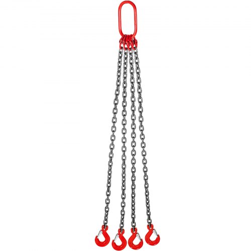 VEVOR 4 Legs Lifting Hook Chain Sling 2Mx8MM, 4T Lifting Chain Sling Legs Steel Factories Steel Powder Coating Lifting Chain High Temperature Resistance