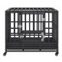 VEVOR 38 Inch Heavy Duty Dog Crate, Indestructible Dog Crate, 3-Door Heavy Duty Dog Kennel for Medium to Large Dogs with Lockable Wheels and Removable Tray, High Anxiety Dog Crate for Indoor & Outdoor