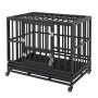 VEVOR 38 Inch Heavy Duty Dog Crate, Indestructible Dog Crate, 3-Door Heavy Duty Dog Kennel for Medium to Large Dogs with Lockable Wheels and Removable Tray, High Anxiety Dog Crate for Indoor & Outdoor