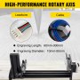 VEVOR Rotary Axis Attachment, 4 Wheels Laser Rotary Attachment, 42 Stepper Motor Laser Cutter Rotary, 50 mm-350 mm Laser Rotary Axis for Engraving Cutting Machine Spherical Carving Cylinder Carving