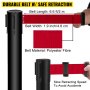 VEVOR Stanchion Post Barriers 4-Set Line Dividers, Stainless Steel Stanchions with 6.6 Black Retractable Belts, Stanchions with One Sign Frame, 34.6 Queue Safety Stanchions (Balck)