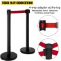VEVOR Crowd Control Barriers Line Dividers 4PCS Black Poles with One Sign Frame