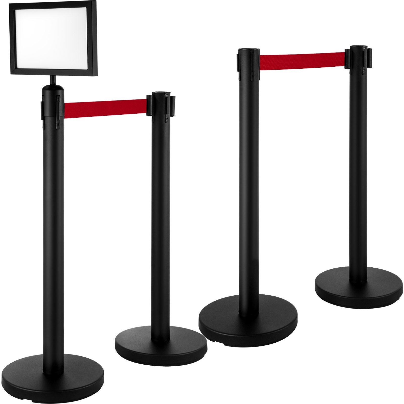 VEVOR Crowd Control Barriers Line děliče 4ks Černé tyče s jedním rámečkem