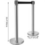 VEVOR Crowd Control Stanchion, 6-Pack Crowd Control Barrier, Carbon Steel Baking Painted Stanchion Queue Post with 6.6FT Retractable Belt & Fillable Base, Belt Barrier Line Divider, Easy Assembly