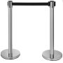 VEVOR Crowd Control Stanchion, 6-Pack Crowd Control Barrier, Carbon Steel Baking Painted Stanchion Queue Post with 6.6FT Retractable Belt & Fillable Base, Belt Barrier Line Divider, Easy Assembly