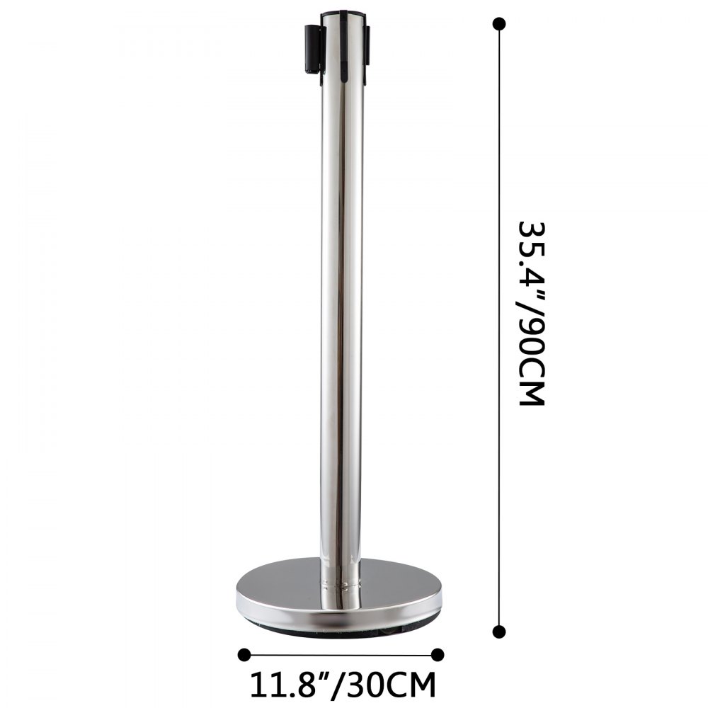 Stainless Steel Crowd Control Stanchion Red Belt Retractable Queue Posts