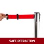 Stainless Steel Crowd Control Stanchion Red Belt Retractable Queue Posts