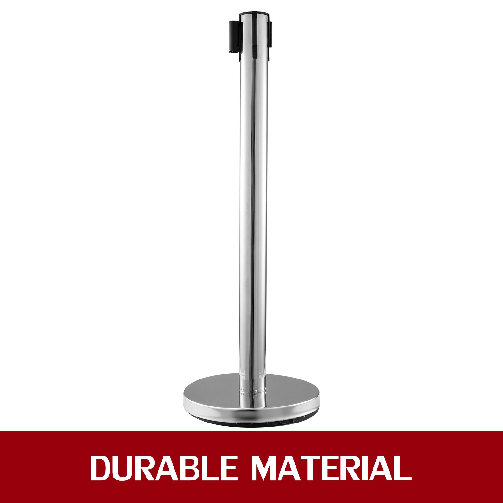 Stainless Steel Crowd Control Stanchion Red Belt Retractable Queue Posts
