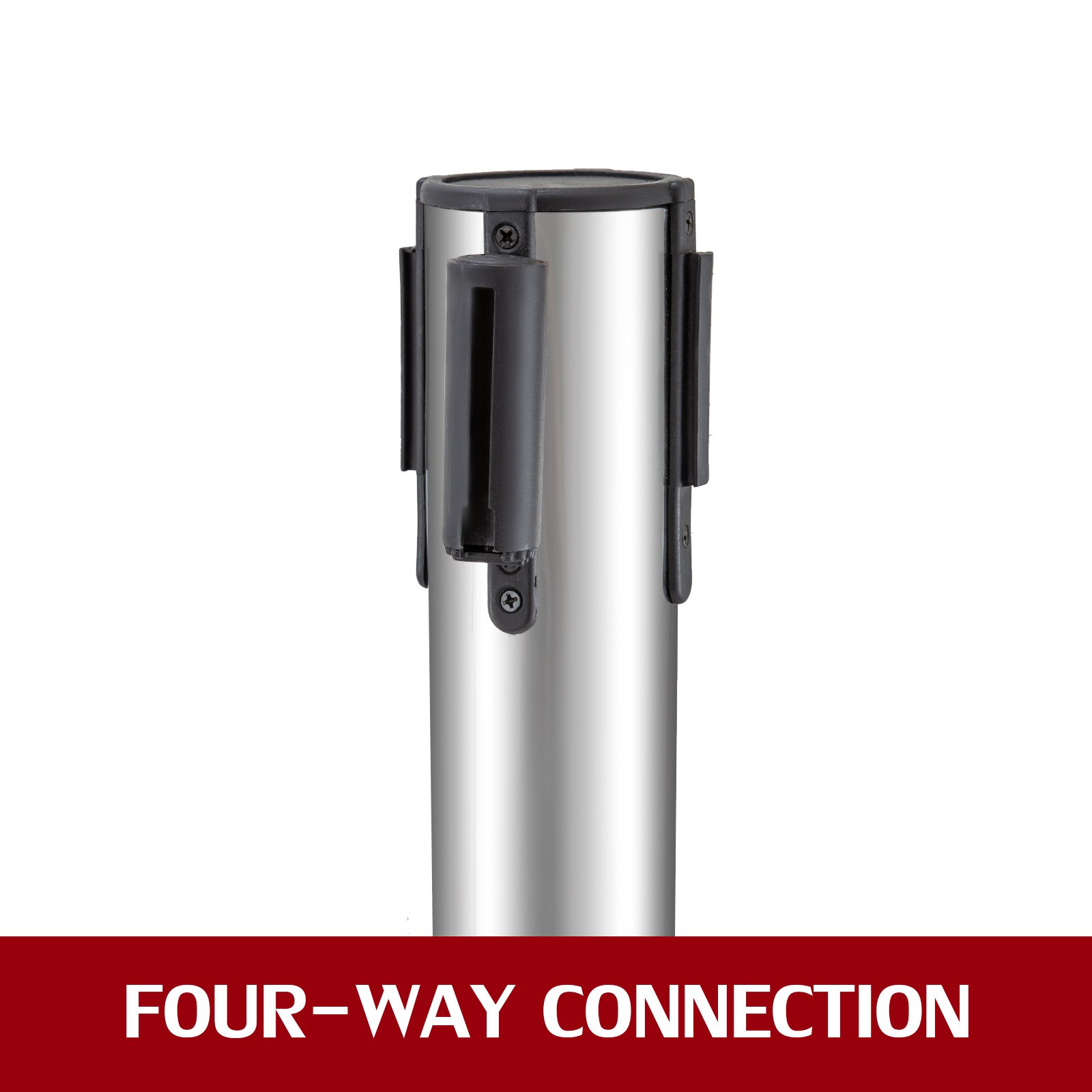 Stainless Steel Crowd Control Stanchion Red Belt Retractable Queue Posts