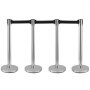 Stainless Steel Crowd Control Stanchion Black Belt Durable Retractable Stainless Steel