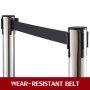 Stainless Steel Crowd Control Stanchion Black Belt Durable Retractable Stainless Steel