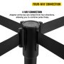VEVOR Crowd Control Stanchion, Set of 8 Pieces Stanchion Set, Stanchion Set with 6.6 ft/2 m Black Retractable Belt, Black Crowd Control Barrier with Concrete and Metal Base – Easy Connect Assembly