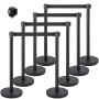 Vevor 8 Pcs Crowd Control Barrier Stanchion Posts Queue Pole Retractable Belt