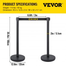 Vevor 8 Pcs Crowd Control Barrier Stanchion Posts Queue Pole Retractable Belt