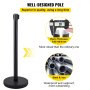 VEVOR Crowd Control Stanchion, Set of 4 Pieces Stanchion Set, Stanchion Set with 6.6 ft/2 m Black Retractable Belt, Black Crowd Control Barrier with Concrete and Metal Base – Easy Connect Assembly