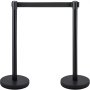 black VEVOR crowd control stanchion with retractable belt, suitable for queues.