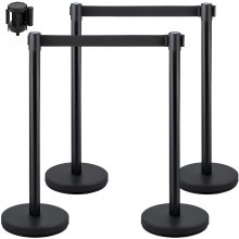 VEVOR Crowd Control Stanchion Stanchion Set 4 Pieces with 6.6 ft/2 m Black Belt