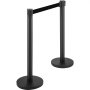 black VEVOR crowd control stanchion with retractable belt.
