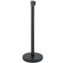 black VEVOR crowd control stanchion with retractable belt and sturdy round base.