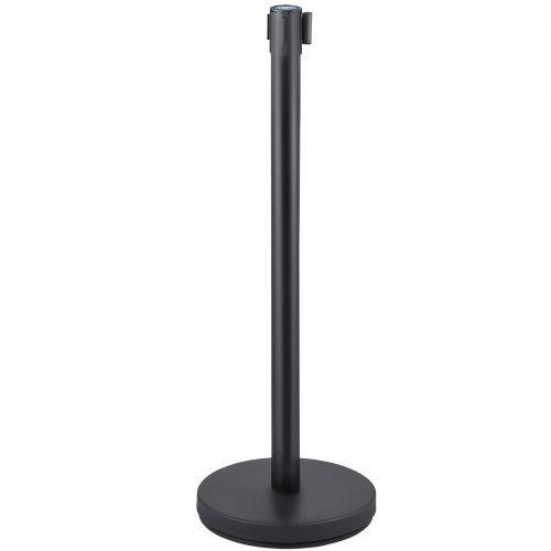 VEVOR Crowd Control Stanchion, Set of 6 Pieces Stanchion Set, Stanchion Set w/ 6.6 ft/2 m Red Retractable Belt, Crowd Control Barrier w/Rubber Base – Easy Connect Assembly for Crowd Control (Black)