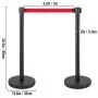 Conjunto de 6 peças de postes de controle de multidões VEVOR, conjunto de postes com cinto retrátil vermelho de 2 m, barreira preta para controle de multidões com base de borracha – conjunto de fácil conexão para controle de multidões