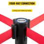 VEVOR Crowd Control Stanchion, Set of 6 Pieces Stanchion Set, Stanchion Set with 6.6 ft/2 m Red Retractable Belt, Black Crowd Control Barrier with Rubber Base – Easy Connect Assembly for Crowd Control