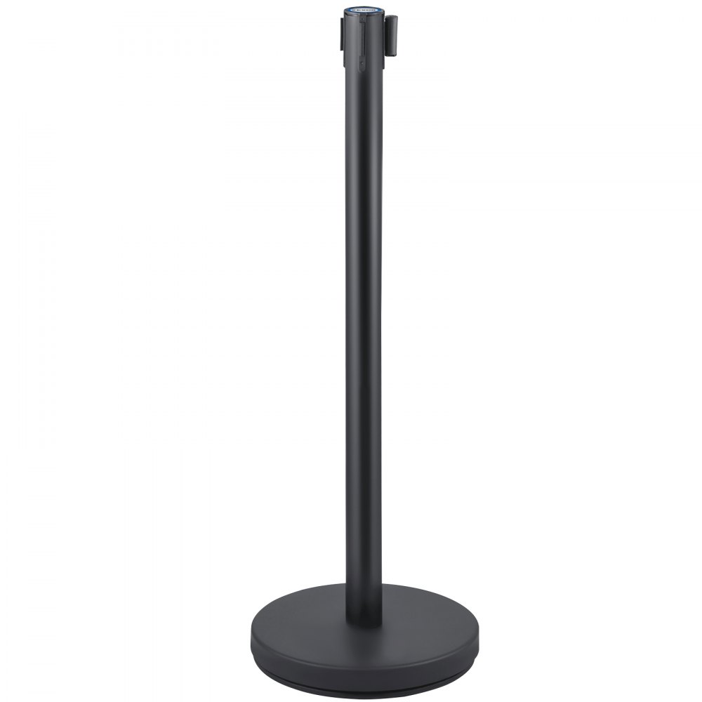 VEVOR Crowd Control Stanchion Stanchion Set 3Pcs w/ 3m Black Retractable Belt