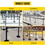 VEVOR Crowd Control Stanchion Stanchion Set 3Pcs w/ 3m Black Retractable Belt