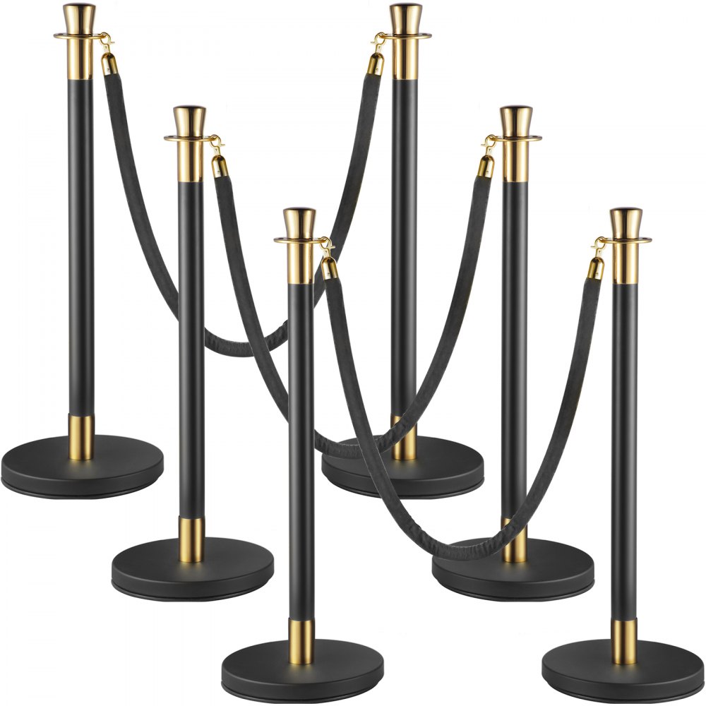 Conjunto de postes de controle de multidão VEVOR Conjunto de 6 peças com corda de veludo preto