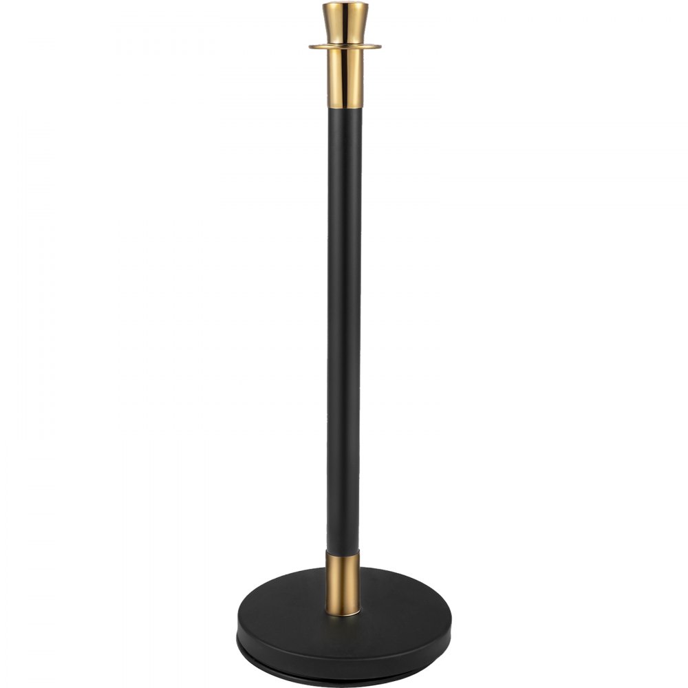 VEVOR Crowd Control Stanchion, Set of 6 Pieces Stanchion Set, Stanchion Set with 5 ft/1.5 m Black Velvet Rope, Black Crowd Control Barrier with Sturdy Concrete and Metal Base – Easy Connect Assembly