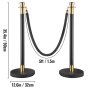 VEVOR Crowd Control Stanchion, Set of 6 Pieces Stanchion Set, Stanchion Set with 5 ft/1.5 m Black Velvet Rope, Black Crowd Control Barrier with Sturdy Concrete and Metal Base – Easy Connect Assembly