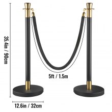 VEVOR Crowd Control Stanchion Stanchion Set 6 Pieces Set w/ Black Velvet Rope