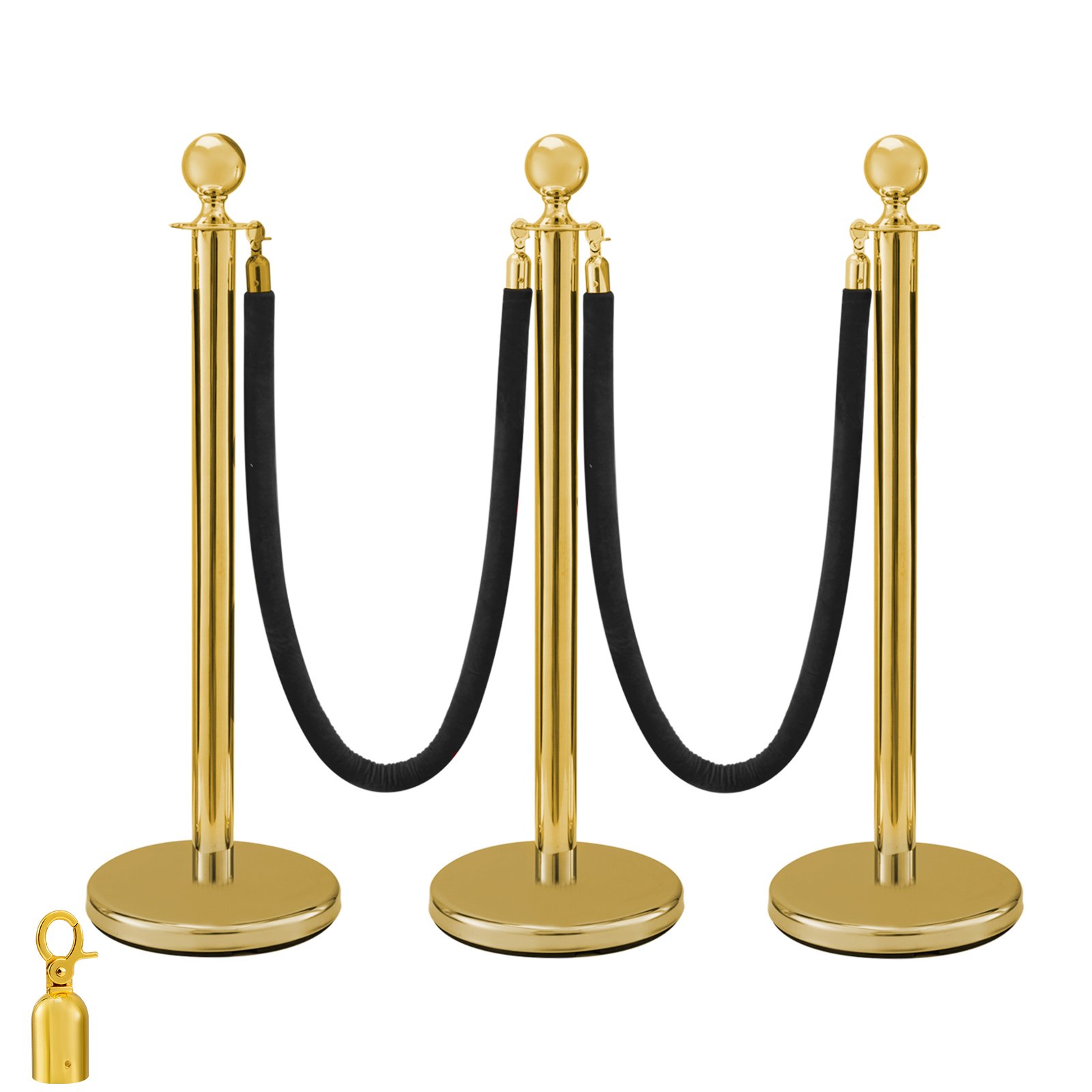 VEVOR 3x Queue Barriers + 2 Ropes Crowd Control Crowd Control Stanchion