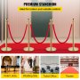 4pcs Red Velvet Rope Stanchion Gold Post Crowd Control Queue Line Barrier 3-rope