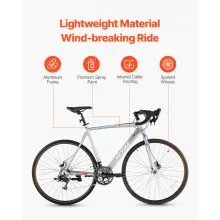 VEVOR Road Bike Racing Bicycle 700C L-TWOO 14 Speeds Aluminum Alloy Disc Brake