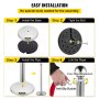 VEVOR 4PCS Stainless Steel Stanchion Posts Queue, Red Velvet Ropes Silver Post, 5FT Rope Barriers Queue Line Crowd Control Barriers for Party Supplies