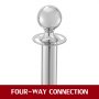 3pcs Red Twine Rope Stanchion Silver Post Crowd Control Queue Barrier 2 Lines