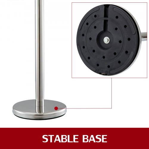 VEVOR 4 Pack Retractable Silver Round Top Stanchion Post Queue Crowd Control Barrier Posts Line Pole with 1.5M Red 2 Velvet Rope